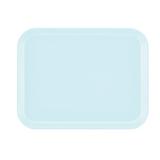 A light blue rectangular Camtray with rounded corners is shown against a plain white background. This high-impact fiberglass tray features a smooth surface and slightly raised edge, offering a simple, modern look and is fully dishwasher safe.