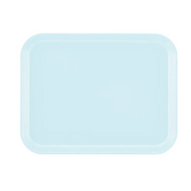 A light blue rectangular Camtray with rounded corners is shown against a plain white background. This high-impact fiberglass tray features a smooth surface and slightly raised edge, offering a simple, modern look and is fully dishwasher safe.