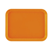 A rectangular orange Camtray with rounded corners and slightly raised edges, shown on a white background. This dishwasher safe tray is unadorned and clean, ideal for serving food or carrying items.