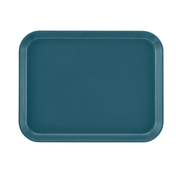 A rectangular, teal-colored Camtray with rounded corners and slightly raised edges is shown against a plain white background. This high-impact fiberglass tray has a smooth, matte finish and appears empty, viewed from above.