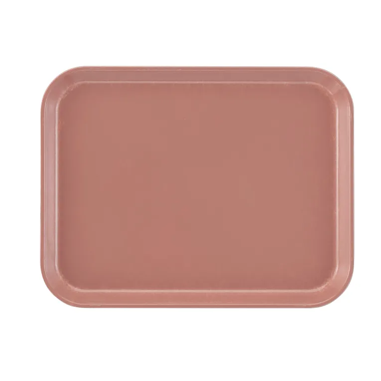 A rectangular Camtray with rounded corners in dusty rose, viewed from above against a white background. Made from high-impact fiberglass, this tray features a smooth design with a slightly raised edge and is dishwasher safe for easy cleaning.