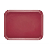 A rectangular, deep red Camtray made from high-impact fiberglass is shown against a white background. With rounded corners, slightly raised edges, and a glossy finish, this tray appears empty and is also dishwasher safe.