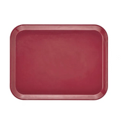 A rectangular, deep red Camtray made from high-impact fiberglass is shown against a white background. With rounded corners, slightly raised edges, and a glossy finish, this tray appears empty and is also dishwasher safe.