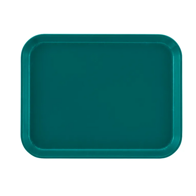 A rectangular teal Camtray with slightly rounded corners and a raised edge, crafted from high-impact fiberglass. The smooth, unadorned surface is dishwasher safe and set against a plain white background.
