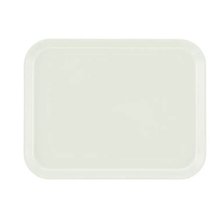 A plain, rectangular white Camtray with rounded corners and slightly raised edges, shown from above on a white background. This high-impact fiberglass tray is empty and minimalist in design.
