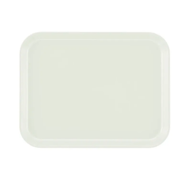 A plain, rectangular white Camtray with rounded corners and slightly raised edges, shown from above on a white background. This high-impact fiberglass tray is empty and minimalist in design.