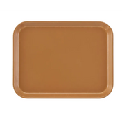 A rectangular, tan Camtray with rounded corners sits on a white background. Made from high-impact fiberglass, this tray features a smooth surface, slightly raised edge, and is dishwasher safe for easy cleaning.