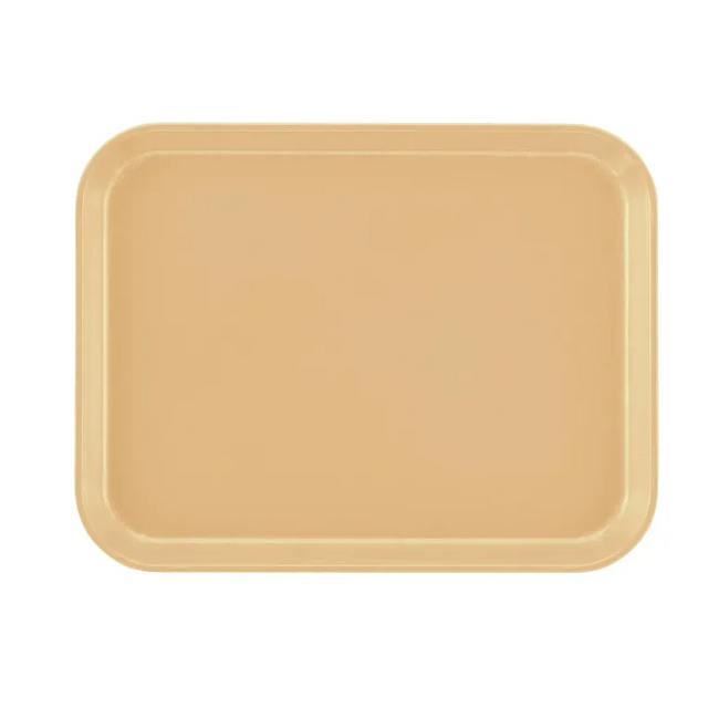 A rectangular, light tan Camtray with rounded corners and slightly raised edges, made from high-impact fiberglass and dishwasher safe, shown from a top-down view against a white background.