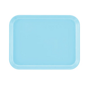 A rectangular, light blue Camtray with rounded corners and raised edges. Made from high-impact fiberglass, this dishwasher safe tray is photographed from above against a plain white background. The smooth surface appears unadorned.