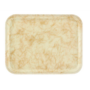 A rectangular beige Camtray with rounded corners, featuring a marbled pattern of light brown, wispy lines for a textured and organic look. This lightweight, high-impact fiberglass tray boasts a smooth finish and is dishwasher safe.