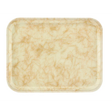 A Camtray rectangular tray with rounded corners, featuring a cream background and a marbled pattern of thin, tan, branch-like lines scattered across the surface. Made from high-impact fiberglass, this tray is durable and dishwasher safe.