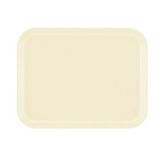A rectangular, beige Camtray made of high-impact fiberglass with rounded corners and a slightly raised edge, set against a plain white background. This smooth, unadorned tray is also dishwasher safe for easy cleaning.