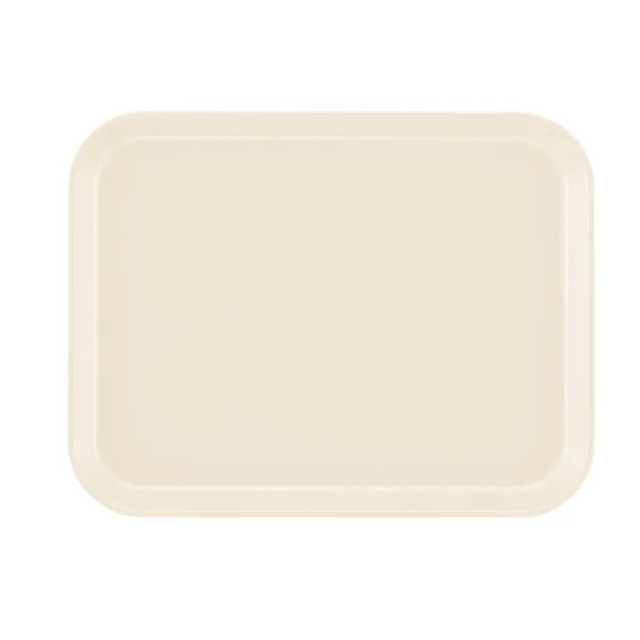 A plain, rectangular beige Camtray with rounded corners and a smooth surface. Made from high-impact fiberglass, this tray is photographed from above against a white background, highlighting its simple, minimalist, and dishwasher safe design.