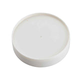 A round, flat, white plastic PourMaster Replacement Cap with a smooth surface and slightly raised edge, shown from above on a plain white background. This lid is also dishwasher safe for easy cleaning.