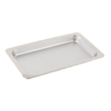 A rectangular, shallow stainless steel replacement pan with a 184 oz. capacity, rounded corners, and a smooth, flat base. The raised edges are slightly beveled, and the empty tray rests on a white background.