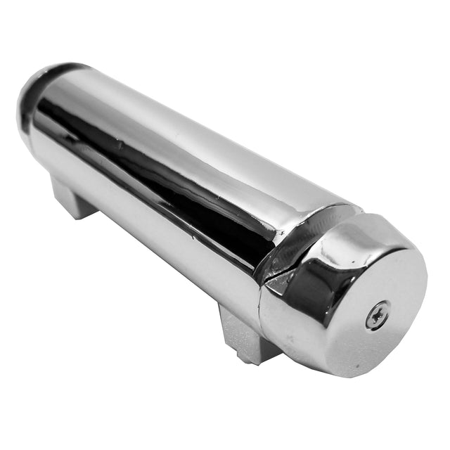 A shiny, cylindrical metal object—CW40164 from TableCraft Products—with a rounded end and two flat mounting brackets on the bottom, placed on a white background. The highly reflective surface and visible screw suggest it's a replacement hinge.