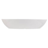 A plain, white, shallow melamine bowl from the Sierra Melamine Collection is shown from the side against a white background. The bowl has a smooth, glossy surface and gently curved sides, and is conveniently dishwasher safe.