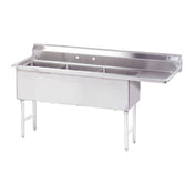 Advance Tabco FS-3-2430-24R Fabricated Sink 3-compartment 24" Right Drainboard