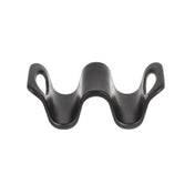 A black, curved melamine object with a wavy shape, featuring two oval openings on each side and a raised center, photographed on a white background—ideal for holding tacos like the Taco Taxi by TableCraft.