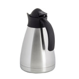 A vacuum insulated stainless steel Coffee Carafe with a black plastic handle and spout, shown upright against a white background. The carafe features a rounded body and matte finish, perfect for keeping beverages hot or cold.