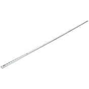A long, slender silver metal strip, known as a shelf pilaster, with regularly spaced square holes and a larger round hole near one end, isolated on a white background—compatible with Empura Refrigeration and Empura Parts. The strip is angled diagonally.