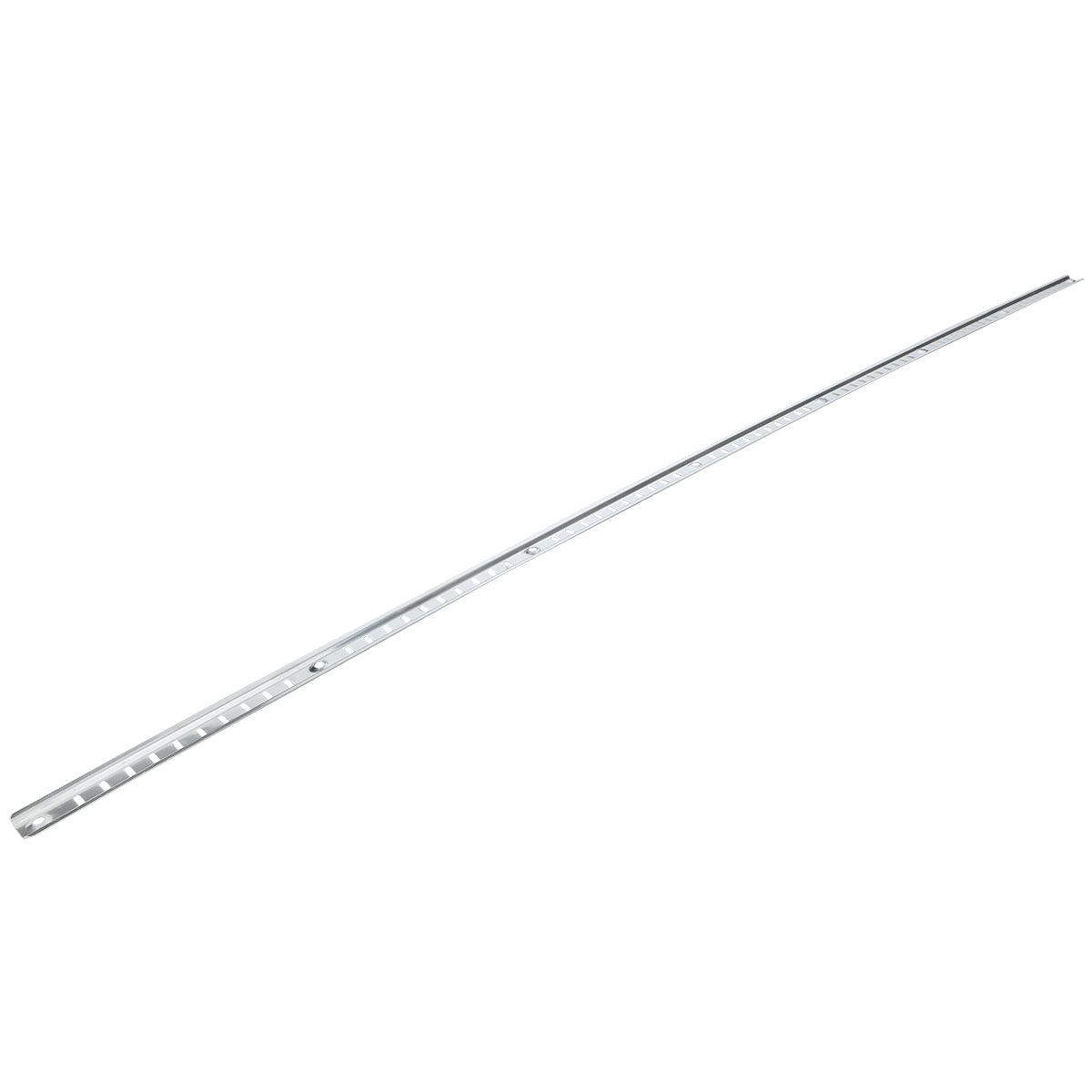 A long, narrow shelf pilaster with evenly spaced square holes along its length and one larger round hole near the center. This silver-colored Empura Parts item is shown against a plain white background.
