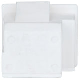 A white, rectangular plastic or foam block with indented edges and a raised central section, viewed from the front. The surface appears smooth with subtle circular indentations—typical of Empura Parts used in Empura Refrigeration door switch assemblies.