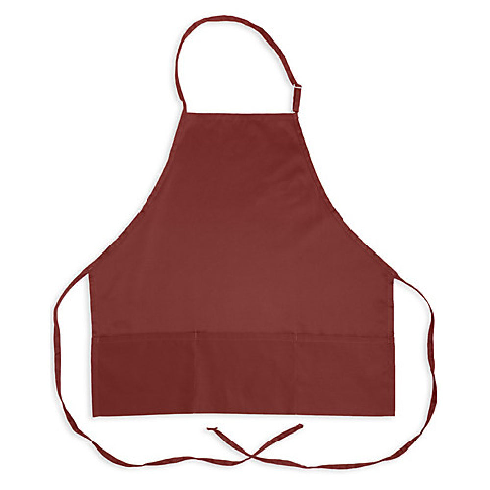 KNG 1040BRG Kng 27 In Bib Apron Burgundy 3 Pocket