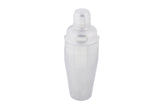 A 24 oz stainless steel cocktail shaker with a polished finish is shown upright against a white background. The shaker has a smooth, rounded cap and a slightly tapered body, commonly used for mixing drinks.