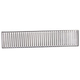 A rectangular stainless steel drip tray with evenly spaced vertical grooves, perfect for draining or organizing items. The tray has a shiny, silver finish and a smooth border around the grooved section. Ideal for home or commercial use.