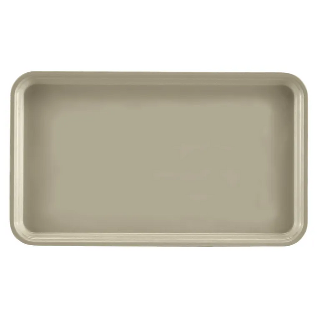 A beige rectangular Camtray with rounded corners and raised edges, shown from above on a white background. This high-impact fiberglass tray features a simple, smooth surface with no visible patterns or decorations.