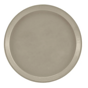 A round, flat, light gray fiberglass tray with a slightly raised edge, shown from a top-down view against a white background. The Serving Camtray’s smooth and unadorned surface gives it a simple and functional NSF-approved appearance.