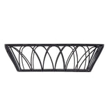 A black metal wire serving basket from the TableCraft Products Petal Collection, featuring a rectangular base, flared sides, and arching wires in a decorative open design. The background is plain white.