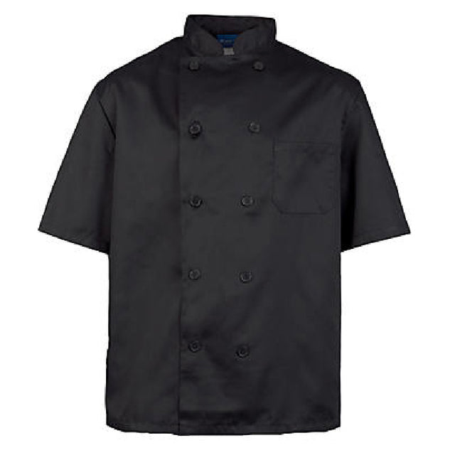 KNG 1053L Kng Lg Mens Chef Coat Black Short Sleeve