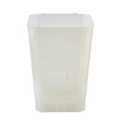 A translucent, rectangular plastic beverage dispenser with slightly rounded edges and a small spout at the bottom center. This 5 gallon replacement reservoir is empty and photographed against a plain white background.