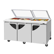 Turbo Air TST-72SD-N-GL Super Deluxe Sandwich/Salad Unit With Glass Lid Three-section
