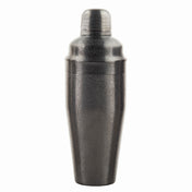 A tall, 24 oz stainless steel cocktail shaker with a matte, textured dark gray finish. The rounded cap and slightly flared, ridged midsection create a sleek, modern look. It stands upright against a white background.