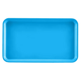 A rectangular Camtray in bright blue, crafted from high-impact fiberglass with rounded corners and slightly raised edges, is shown top-down against a plain light background. The smooth, unadorned surface is durable and dishwasher safe.