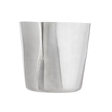 A plain, shiny stainless steel Fry Cup from TableCraft Products sits centered on a white background. Its smooth surface, gentle curves, and modern design add a subtle reflective sheen—perfect for contemporary table settings.