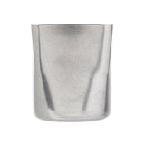 A plain, stainless steel fry cup with a matte, stonewashed finish, seen from the front against a white background. The cylindrical cup features a slightly irregular, dented surface and has no handle or visible decorations.
