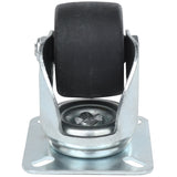A single Empura Parts swivel caster without brake, featuring a black rubber wheel in a shiny metal bracket, attached to a square base plate with four screw holes, viewed from the front against a white background.
