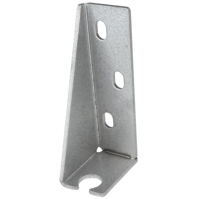A single gray metal Door Hinge Bracket, model E-KB54FG, with a right-angle shape, three oval holes on the vertical face, and a rounded cutout on the horizontal base—ideal for Empura Refrigeration structural support or mounting purposes.