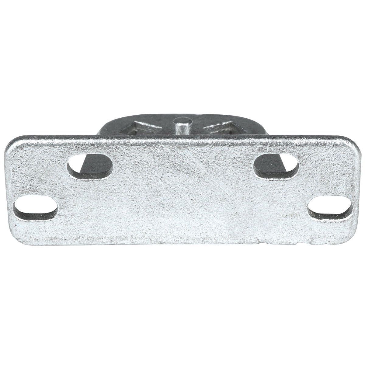 A close-up of a rectangular metallic Door Hinge Bracket, model 107070055, with a rough texture and four elongated oval holes for screws or bolts; the Empura Refrigeration bracket is photographed against a white background.