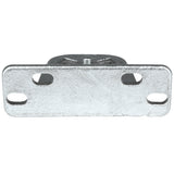 A close-up of a rectangular metallic Door Hinge Bracket, model 107070055, with a rough texture and four elongated oval holes for screws or bolts; the Empura Refrigeration bracket is photographed against a white background.
