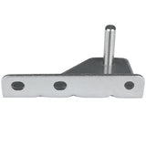 A silver Empura Door Hinge Bracket, featuring three oval holes in a flat base and an upright cylindrical peg on a thicker section. The bracket is simple, industrial, and photographed on a white background.