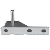 A metal door hinge bracket from Empura Parts, featuring a flat base with three rectangular holes and an upright cylindrical peg, all in a silver finish. Ideal as a hardware component for mounting or structural support in Empura Refrigeration units.