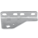A silver metal bracket with a flat base featuring four rounded rectangular holes along the top edge and two irregular cutouts below. This Empura Door Hinge Bracket has a slightly angled design, smooth edges, and a matte finish for reliable use.