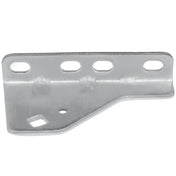 A silver metal bracket with a flat base featuring four rounded rectangular holes along the top edge and two irregular cutouts below. This Empura Door Hinge Bracket has a slightly angled design, smooth edges, and a matte finish for reliable use.