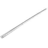 A long, narrow metal strip known as a shelf pilaster, often used in Empura Refrigeration units. It features rectangular slots and two larger circular holes for mounting. The silver Empura part is photographed at an angle on a white background.
