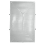A clear rectangular plastic sheet with a raised, concentric rectangular pattern. Four small tabs extend from the sides—suggesting it is a TableCraft 10776 full size wood crate cover or silicone crate cover. The surface is smooth and slightly translucent.